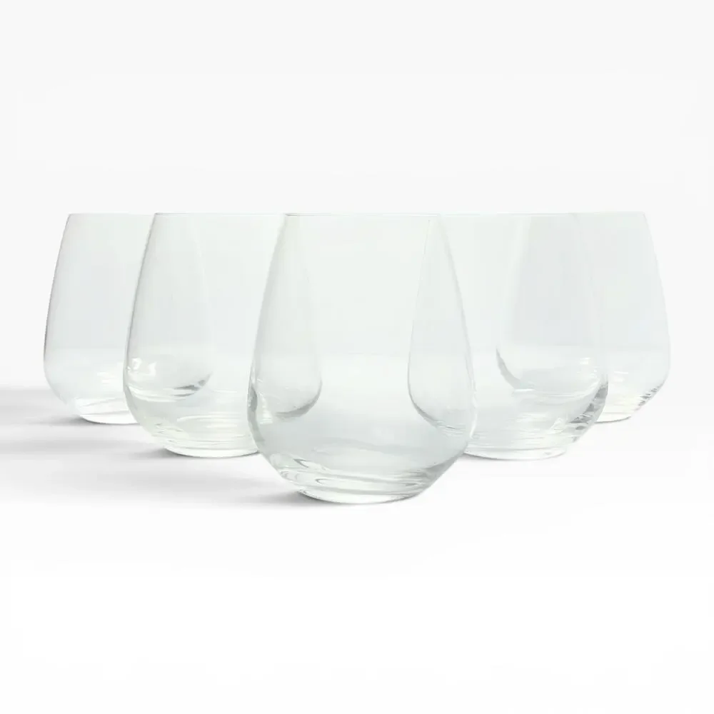 Luigi Bormioli “Crescendo” Set of 5 Stemless Wine Glasses 4 3/4” 23oz Signed